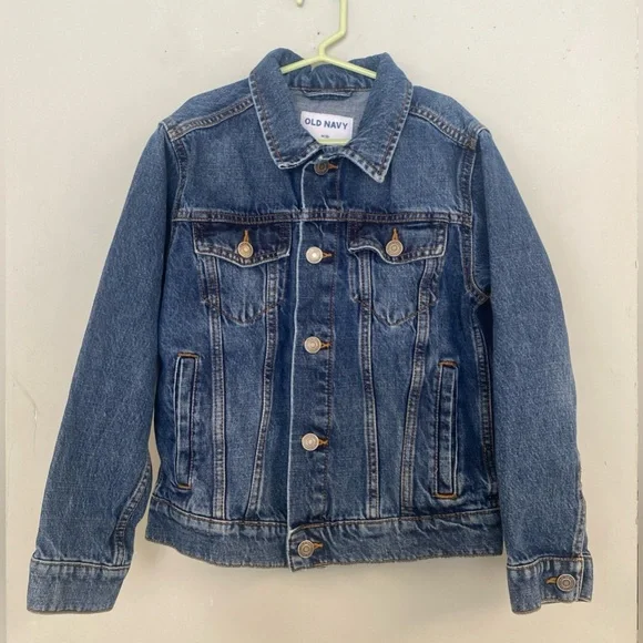 Old Navy Non-Stretch Jean Trucker Jacket Boy Size Medium (8) Medium Wash Cotton - Picture 2 of 8